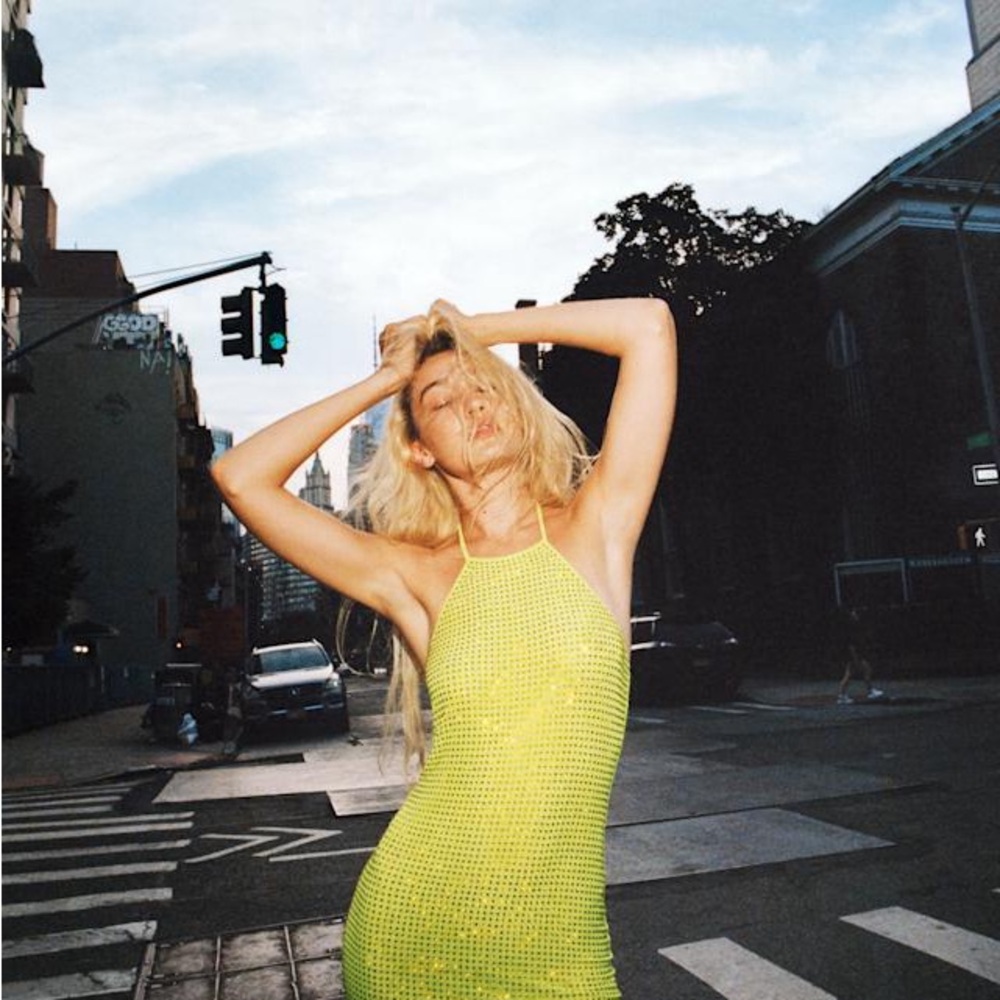 Self-portrait Vibrant Yellow Halter Dress